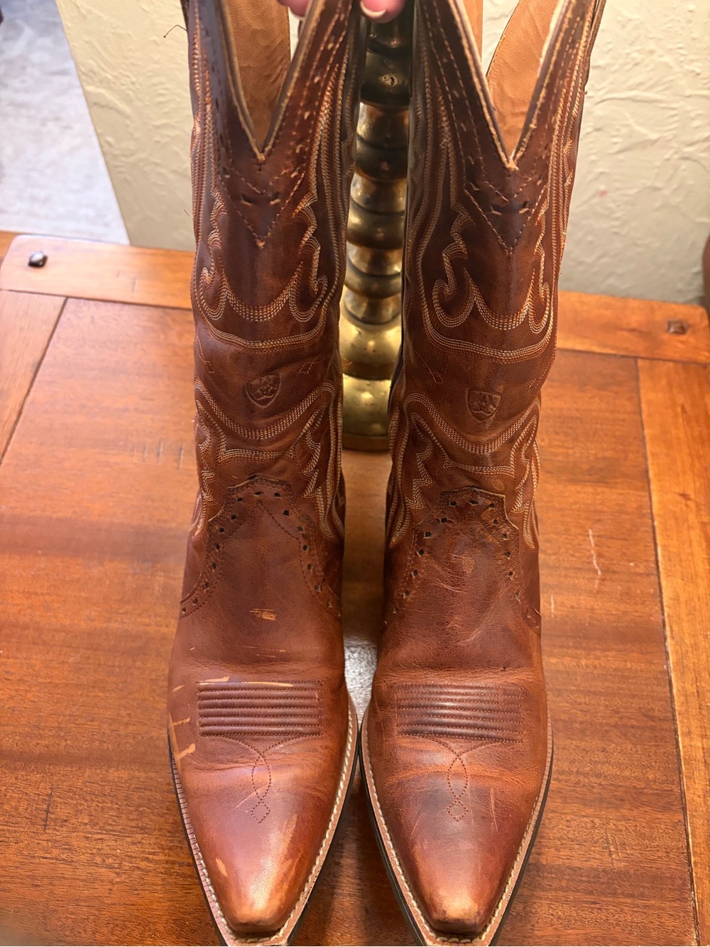 Ariat heritage Cognac Brown Embroidered Western Heeled Boots - Women's 10 - Picture 5 of 10